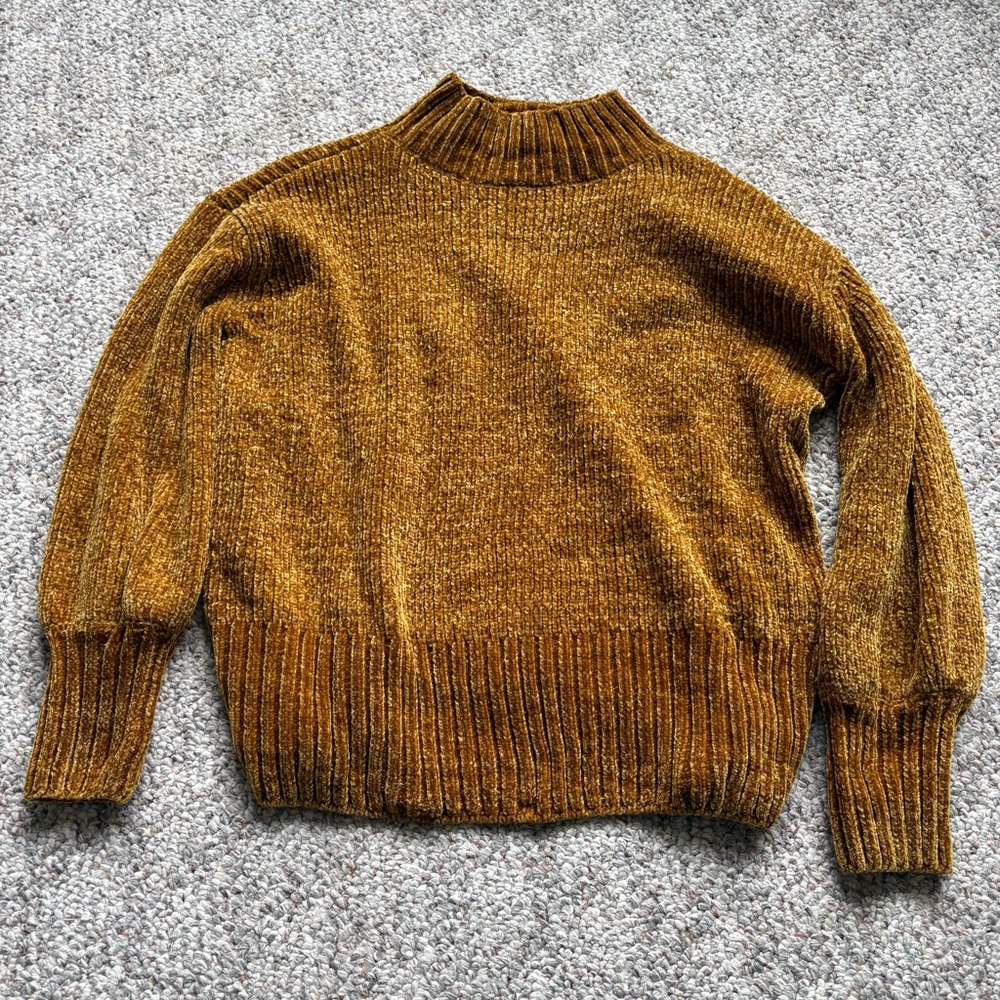 Cynthia Rowley Golden Brown Chenille Mock neck Sweater